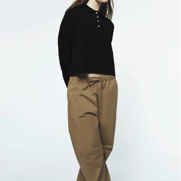 Zara Tops - ZARA WOMEN Cotton Polo - Charcoal Size S NEW WITH TAG!